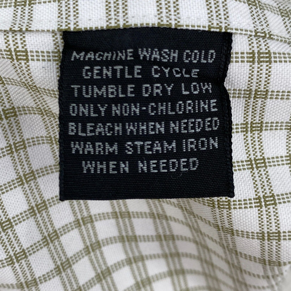Croft & Barrow Shirt Mens 16 White Tan Check Button Up Wrinkle Free Long Sleeve - Picture 10 of 12